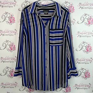 Michel Studio button down stripes Blue and Black Striped Button Down Shirt